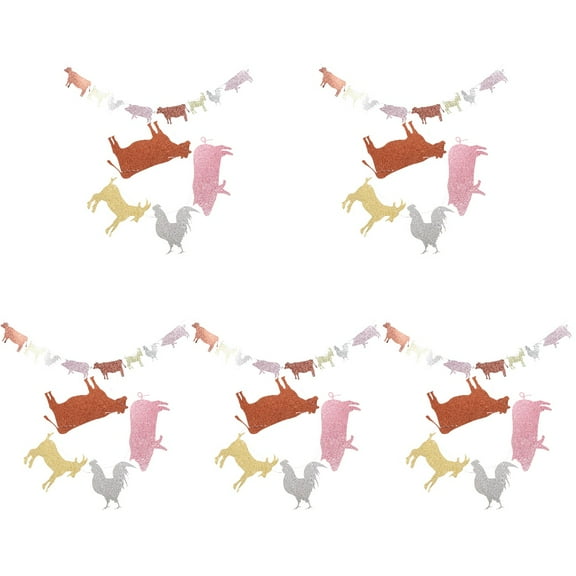 unbranded 5pcs Farm Animal Banner Farm Birthday Party Hanging Decor Farm Theme Party Supplies