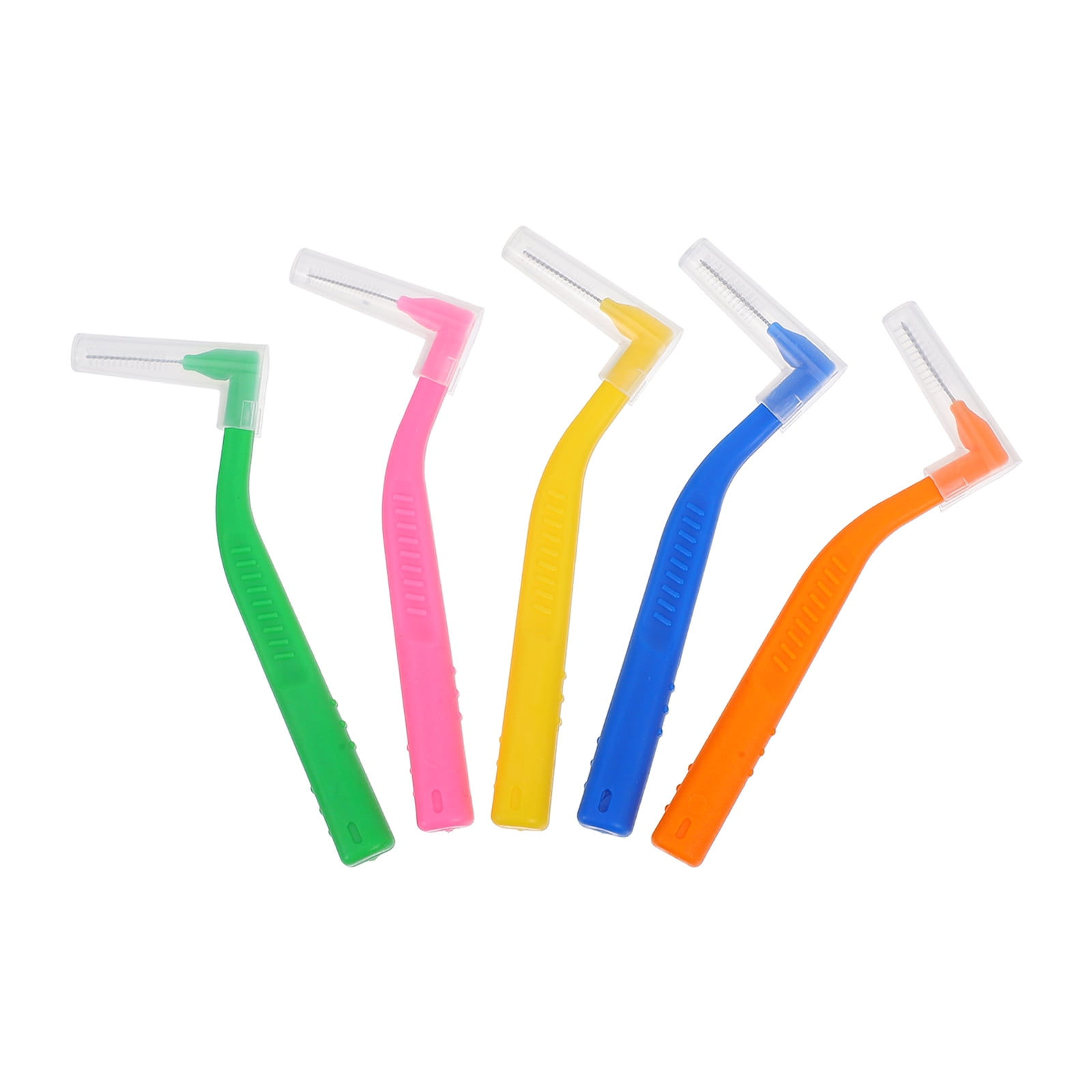 unbranded 5pcs L-Shaped Interdental Brushes Braces Toothbrush Long Handle Tooth Floss Brush Angled Interdental Toothpick