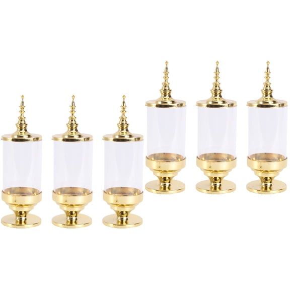 unbranded 6 PCS Candlestick Shape Candy Storage Boxes Plastic Creative Gift Boxes Containers for Birthday Wedding Party (Golden)