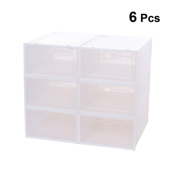 unbranded 6 PCS Thick Shoe Box Clear Storage Bin Containers Case Men and Women White