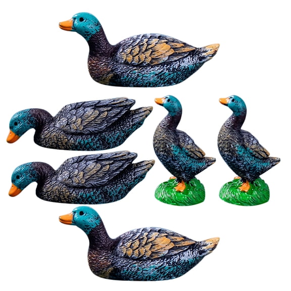 KALLORY 6Pcs Mandarin Duck Statue Resin Wear Resistant Lawn and Porch Decoration