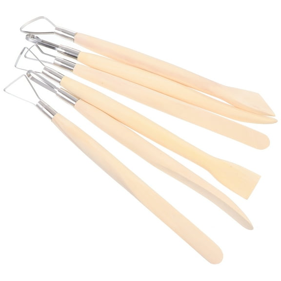 unbranded 6 Pcs Clay Cutter Clay Tools Beginner Pottery Tool 20.5X2cm Brown