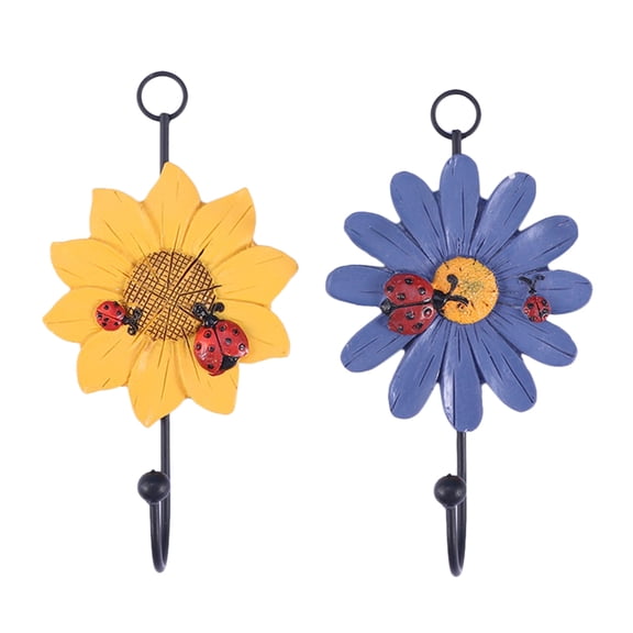 LITINKIMI Flower Shape Clothes Hooks for Home, Resin and Iron, Easy to Mount, and Safe, 6Pcs
