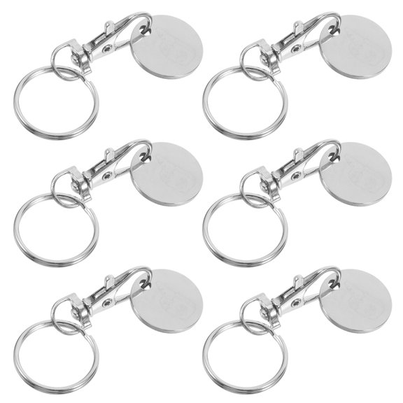 LITINKIMI 6-Pack Stainless Steel Shopping Trolley Tokens Keychain Set for Cart , Replacement