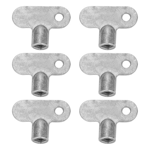 ROMANSENTIAL 6Pcs Radiator Valves Keys Plated Silver Zinc Alloy re Hole Radiator Vent Bleed Key for Plumbing