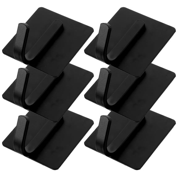 unbranded 6 Pcs Hook for Wall Paper Towel Dispenser Adhesive Tape Mount Bath Hooks Black