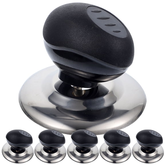 Black Pot Lid Knobs Replacement Handles for Home Use Made of Stainless Steel and PP 6 Pieces