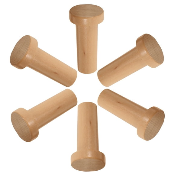 WASHWEPE Hat Hooks For Wall Beige Wood 6pcs Wall Hooks For Organizing Space