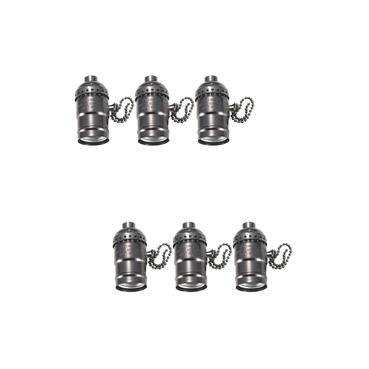 unbranded 6 Pcs Retro E26 Lamp Bases Bronze Lamp Holder Accessories Light Holder Light Socket With Pull Chain - Pearl (Black )