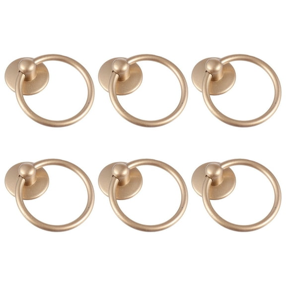 unbranded 6 Pcs Round Door Knocker Cabinet Handle Wardrobe Knob Gold Drawer Drop Ring Knobs Golden