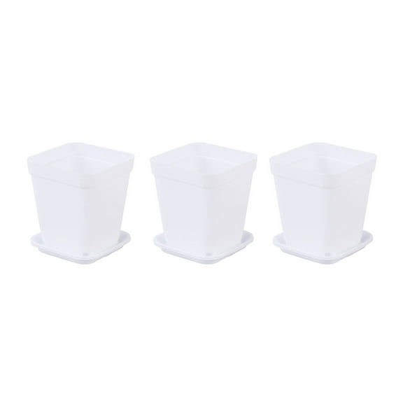 PAMINGONO White Planter Pot Plastic Square 6Pcs