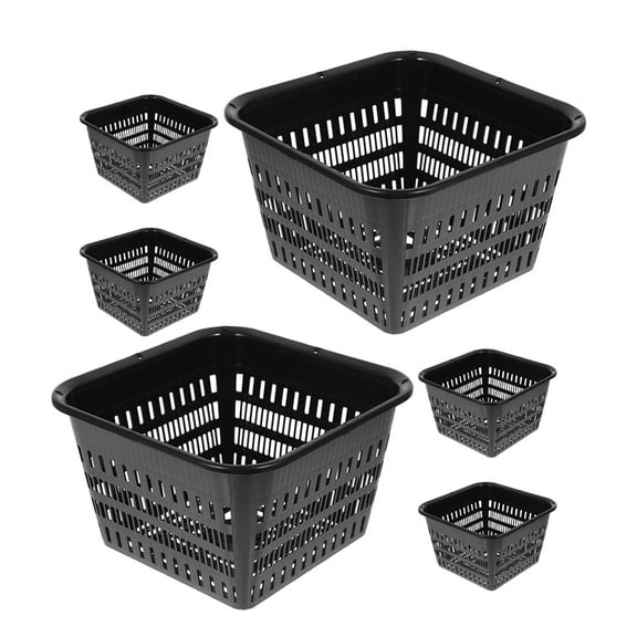 unbranded 6 Pcs Square Spices Hydroponic Growing Basket 18.00X18.00X11.00CM Black