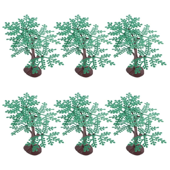 LITINKIMI 6pcs Green Plastic Removable Tree Models Versatile Application for Micro Landscape Project
