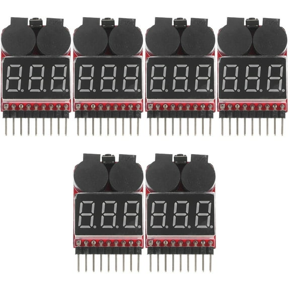 unbranded 6 pcs  Battery Voltage Tester Lipo Battery Voltage Tester Monitor Low Voltage Buzzer Alarm