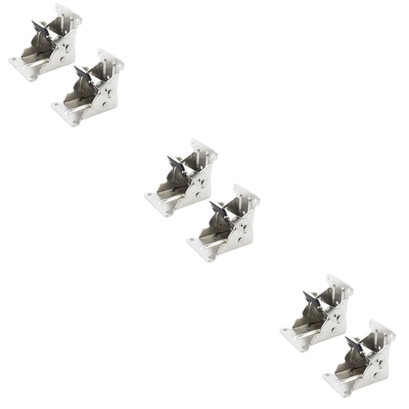 unbranded 6 pcs Collapsible Support Frame Self-Locking Folding Table Chair Leg Brackets Hinges for Home Furniture Leg Folding Hinge Bracket Tool 90 Degree (Silver)