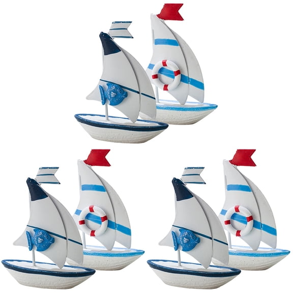 unbranded 6 pcs Mediterranean Sailboat Ornament Sailboat Model Beach Nautical Sailing Boat Ornament
