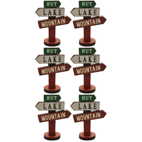 unbranded 6 pcs Miniature Street Signs Garden Decorations Wooden Photo Props (Assorted Color)