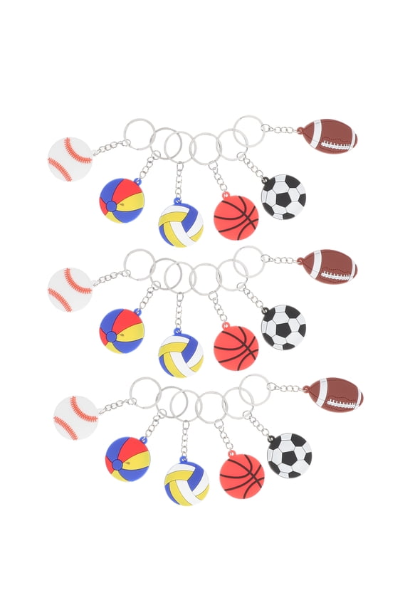 60 Pcs Sports Keychains Set - Soccer, Football, Basketball Key for School, Carnival, Party Favors, Random Styles