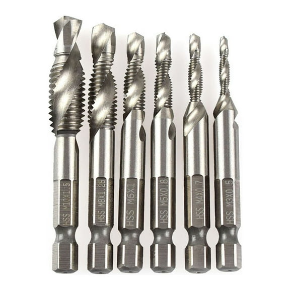 unbranded 6PCS Multi-function Countersink Drill Bit Drill Tap Spiral Point Thread Combination Drill And Tap Bit Set