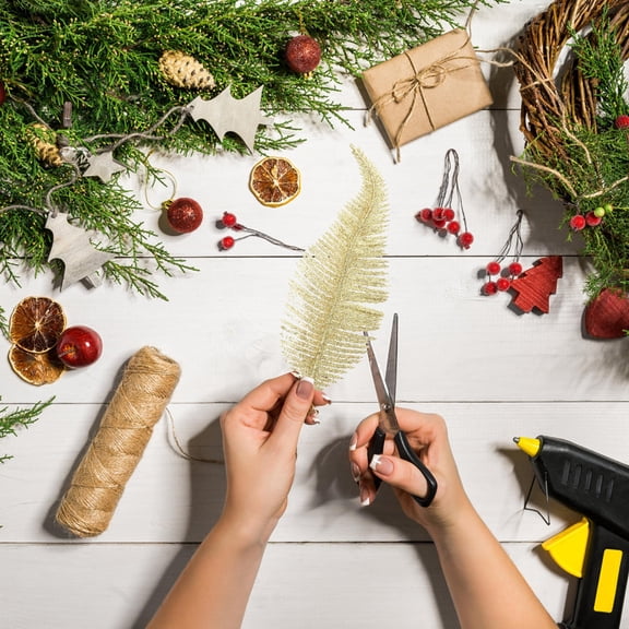 Milisten Golden Xmas Glitter Leaves for Festive Decor and DIY Projects 6Pcs