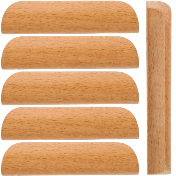 UPOUART Khaki Semicircle Wooden Cabinet Handles, Easy to Install Drawer Pulls for Kitchen and Bedroom Furniture