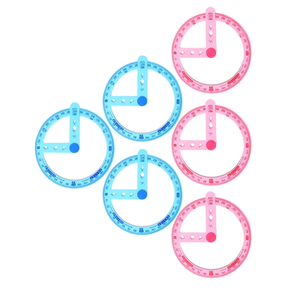 TEHAUX 6-Pack Transparent 360 Protractors with Clear, Easy-to-Read Scales for Students, Teachers, and Classroom Use