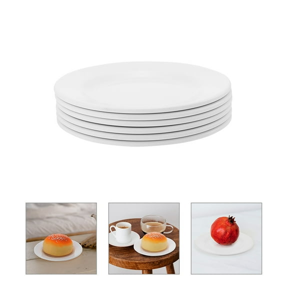 TEHAUX 6Pcs Unbreakable White Round Dessert Plates for Party and Outdoor Dining