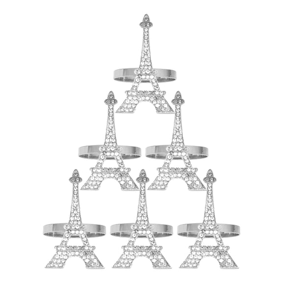 TEHAUX Rhinestone Eiffel Tower Napkin Set of 6, Elegant Alloy Party Table Decor Accessories