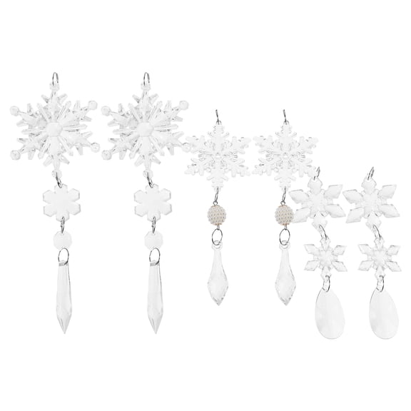 HOOWIFFY Xmas Tree Snowflake Pendants Acrylic Holiday Decorations 6Pcs