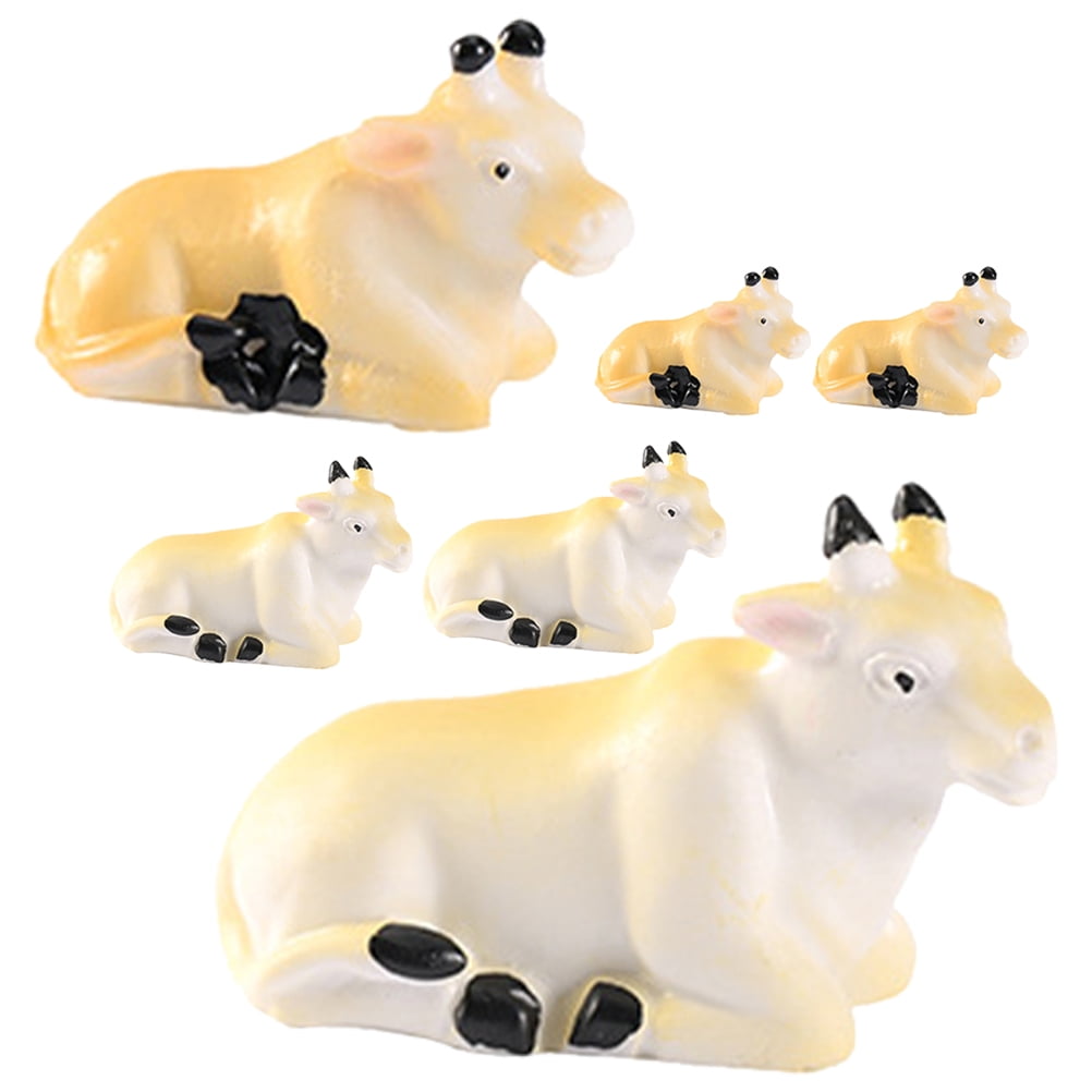 unbranded 6pcs Miniature Cow Lovely Mini Cow Figurines Cute Cupcake ...