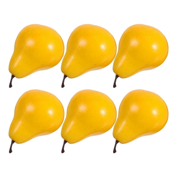 OUNONA 6pcs Yellow Artificial Fruits Plastic Faux Pears For Photography Props Homeowners Kitchen Decoration