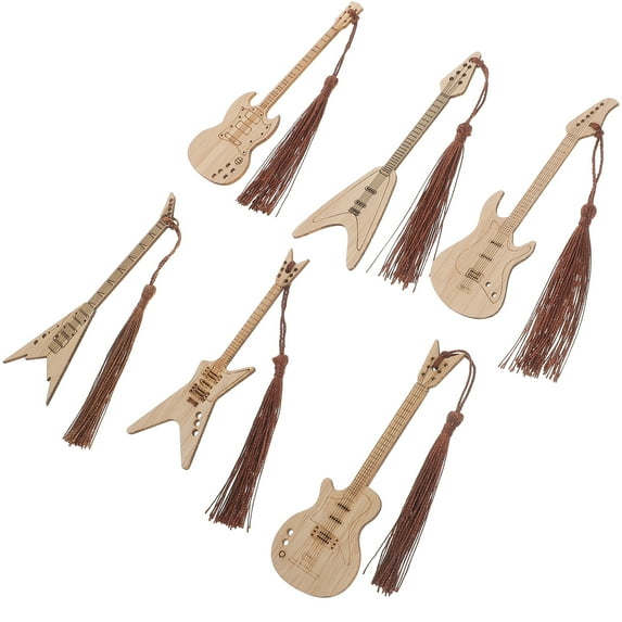 LITINKIMI Bookmarks Wooden Khaki 6Pcs 4.91x1.57x0.08in