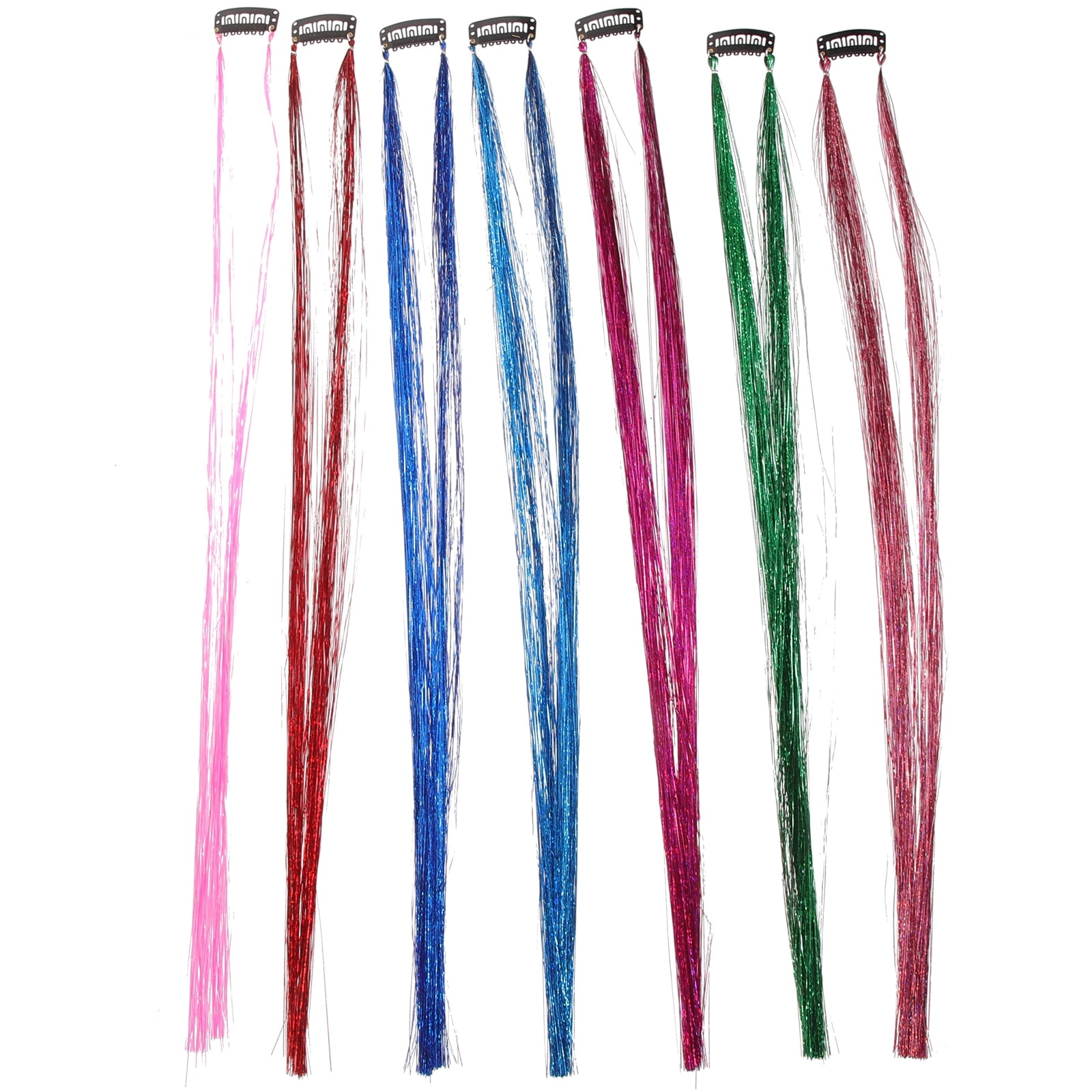 unbranded 7 Pcs Glitter Strands for Your Hair Sparkle Pink Ribbon ...