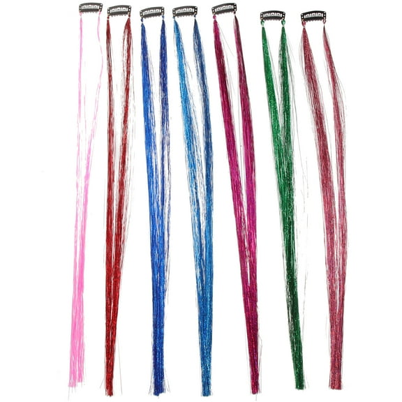 unbranded  7 Pcs Glitter Strands for Your Hair Sparkle Pink Ribbon Braiding