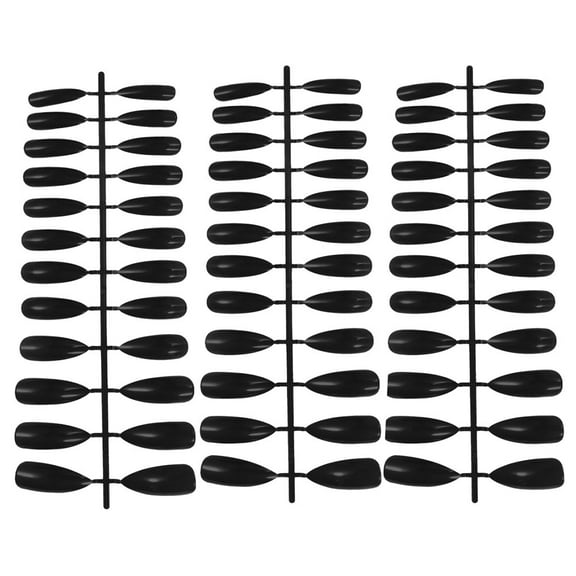 LITINKIMI Press On False Nails Coffin Shaped Nail Tips Black ABS 72Pcs Full