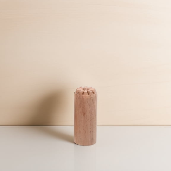 WRITWAA Natural Beige Wooden Clay Stamp with Clear Patterns for Crafting and Pottery Projects