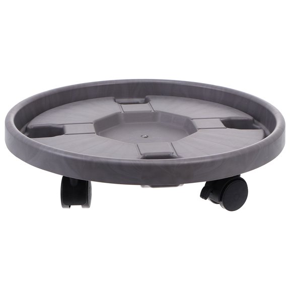 unbranded 7pcs Rolling Planter Trays: 36cm Round Wheeled Planter Trays Potted Stand Pallet Dolly Saucer for Moving Deck Flower Load Capacity Beige ( Grey )