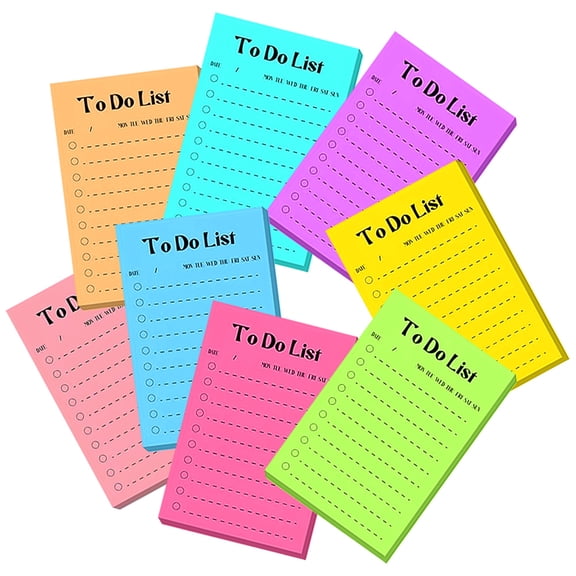 unbranded 8 Books Portable Note Pads Fluorescent Paper Portable Memo Pads Office 15X10CM