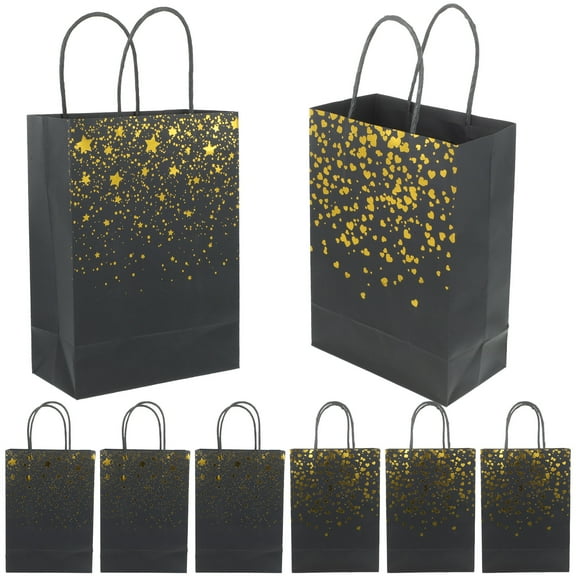 unbranded 8 Pcs Bulk Bag Gift Bag with Handle Surprise Gift Bags 29.00X15.00X0.80CM Black