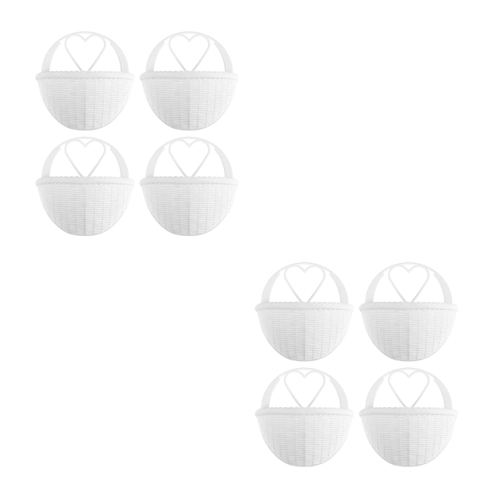 unbranded 8 pcs Hanging Rattan Flower Basket Wicker Hanging Planter Pot For Plants Basket Pot Floral Containers White
