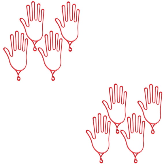 unbranded 8 pcs  Use Hand Shape Plastic Glove Rack Drying Frame Retaining Bracket Glove Hanger Stretcher (Red)