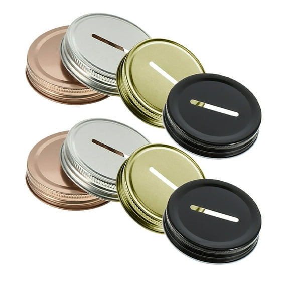 8pcs Jar Metal Lids with Slot, Replacement Can Covers for Jars, Bank Slot Caps, Jar Lid Set