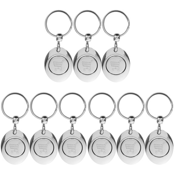 unbranded 9 pcs  Trolley Token Keychain Metal Cart Token Keyring Shopping Cart Token Portable Trolley Token