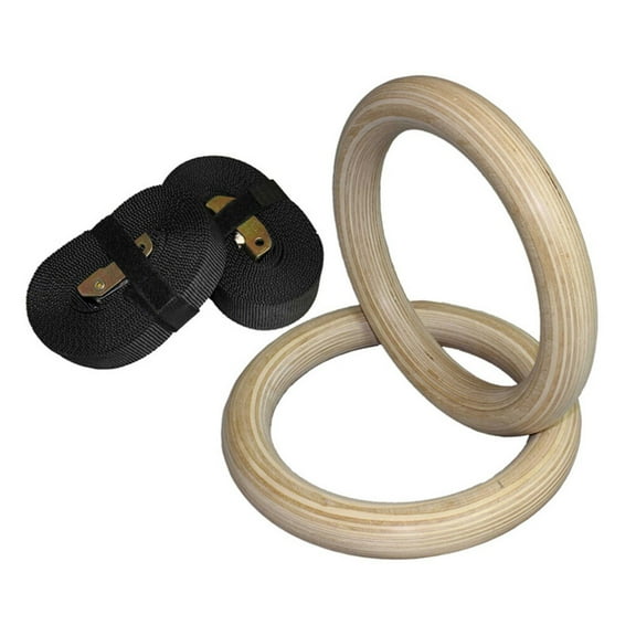 unbranded A Pair of Gymnastic Rings Rings with Adjustable Straps for Full Body Strength and Bodyweight Training Cross-Training Workouts (28mm)