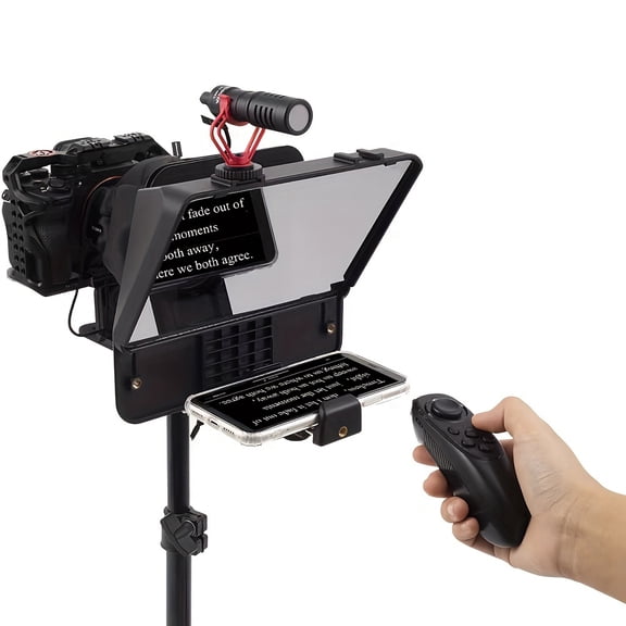 unbranded A10 Teleprompter Portable Smartphone DSLR Camera Prompter with Phone Holder Remote Control for Video Recording Live Streaming Interview Stage Presentation Speech