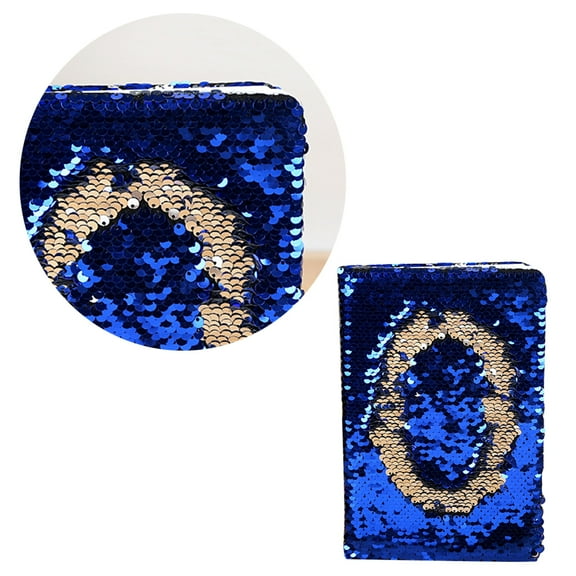 unbranded A5 Sequin Notebook Notepad Memo Notebook with Sequin Cover Note Pads Schedule Checklist for Diary Journal Travel (Blue)