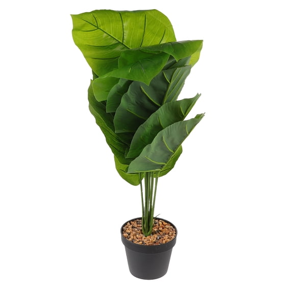 unbranded Artificial Plants with 12 Green Leaves in Plastic Pots for Home Office Decorations