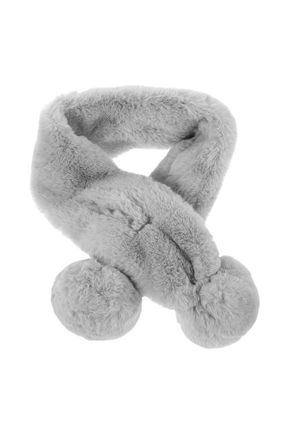 Soft Plush Faux Collar Scarf Warm Winter Neck Wrap with Stylish Pom Pom for Women and Men