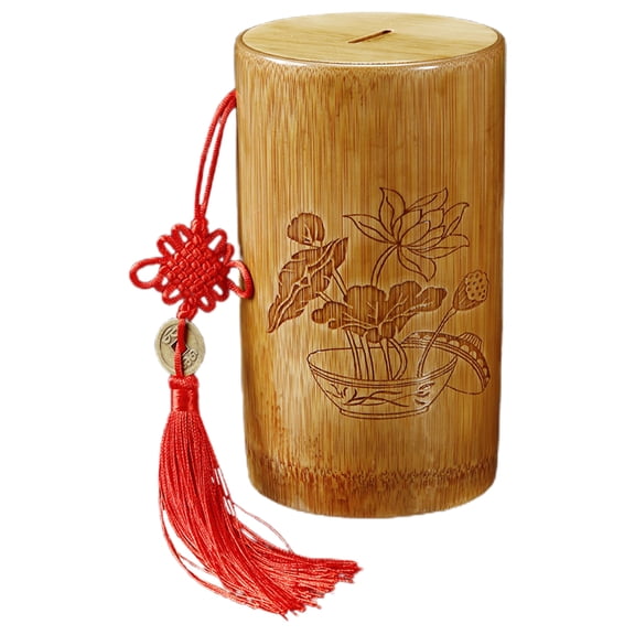 unbranded Bamboo Piggy Bank Money Saving with Counter Stackable Pantry