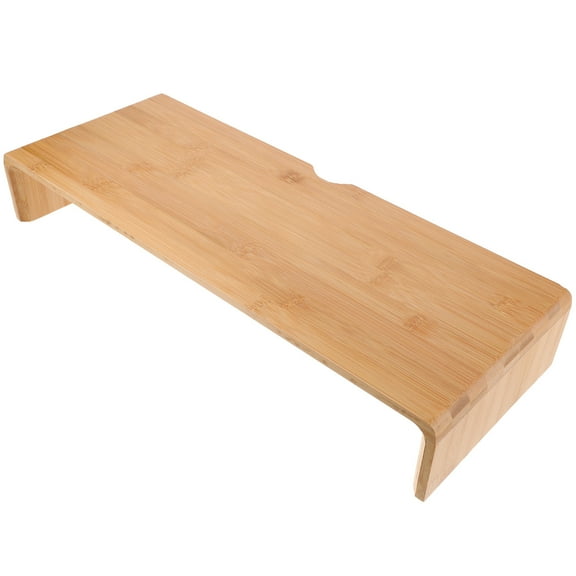 STRANDCHIC Beige Bamboo Monitor Riser Stand for Storage and Comfortable Viewing